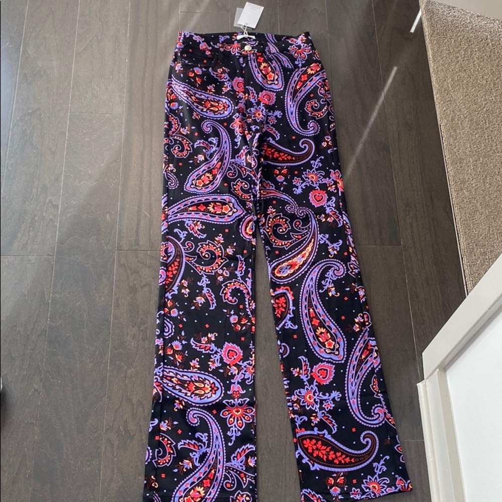 NEW Danielle Bernstein Ankle Flare Paisley Pants